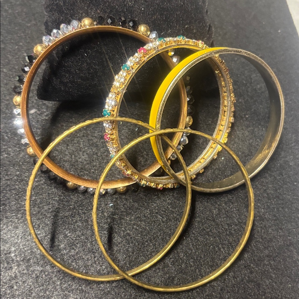 Set of Goldtone and Multicolor Bangles small wrist
